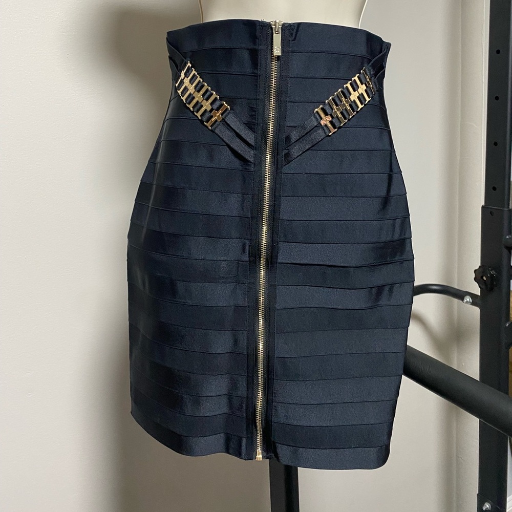 Honey Birdette Black Bandage Skirt with Gold Details